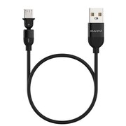  Кабель Maxvi MC-19M black, USB-A-microUSB, 2.4A, LED 