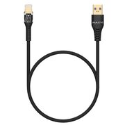  Дата-кабель Maxvi MC-31L USB-Lightning 2.4А, прозрачный корпус, LED подсветка, 1.2м, black 
