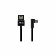  Дата-кабель Ritmix RCC-418 USB - MicroUSB 2А Угловой двустор1м тканевая опл черный 