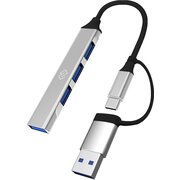  Разветвитель USB-C+USB-A Digma DHUB-4USB-AC-3.0 4порт серебристый 
