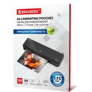  Пленка для ламинирования BRAUBERG 530804 175мкм 303х216 мм 100шт глянцевая A4 