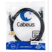  Патч-корд Cabeus PC-UTP-RJ45-Cat.5e-1.5m-BK-LSZH неэкранированный, черный 