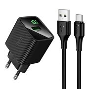  СЗУ HOCO CS81A Excellent single port QC3.0 charger with digital display set (Type-C) EU черный 