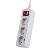 Удлинитель с заземлением Perfeo PowerMate, 3,0м, 3 розетки, белый (PF-PE-3/3,0-W) 