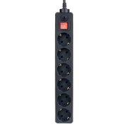  Фильтр-удлинитель сетевой 6 розеток 1.8м Perfeo Power+, черный (PF-PP-6/1,8-B) 