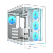  Корпус SAMA V62S White (V62S-WHADA4X1-GL), без БП, Midi-Tower, TG, 4x120mm ARGB, 2xUSB 3.0 + 1xUSB 3.2 Type-C, ATX, mITX 