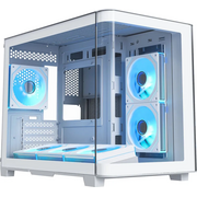 Корпус XASTRA QR500M 3ARGB-FM-C10-UC White (QR500M-3FM12A-C10-UC-WH) mATX/Aquarium/2 Curve Glass/3x120mm ARGB PWM FM fans/Argb+PWM HUB 10port/Type-C 