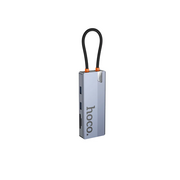  Хаб HOCO HB52 WOW 8-IN-1 multi function converter(HDTV+RJ45+SD/TF+PD+Type-C3.0+USB3.0*2) Deep space gray 