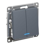  Выключатель Systeme electric AtlasDesign ATN000753 двухклавишный с подсветкой схема 5а 10АХ механизм грифель 