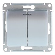  Выключатель Systeme electric Glossa GSL000353 двухклавишный с подсветкой в рамку алюминий сх.5а 