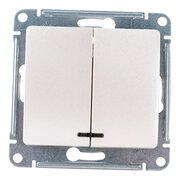  Выключатель Systeme electric Glossa GSL000653 двухклавишный с подсветкой схема 5а перламутр в рамку 