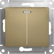  Выключатель Systeme electric Glossa GSL000453 двухклавишный с подсветкой в рамку титан схема 5а 