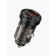  АЗУ Deppa 11218 USB A + USB-C, PD, QC 3.0, 30W, Crystal, прозрачный, черный 