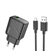  Зарядное устройство HOCO CS21A Rich Single Port QC3.0 Charger Set (Micro) (EU) Black 