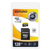  Карта памяти Exployd Elite EX128GCSDXC10UHS-1-ElU1 128Gb microSDXC Class10, UHS-1 SD 45 MB/s, с адаптером 
