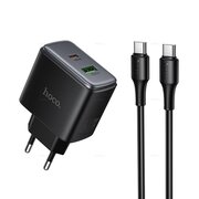  Зарядное устройство HOCO C158A Upgrade 1USB, Type-C 5V, 3.0A, 65Вт, PD/PPS/QC/FCC/AFC, Type-c, кабель 1.0м черный 