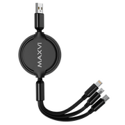  Кабель Maxvi MC-17MTL black, 3 в1, USB-A-microUSB/Type-C/Lightning, 2.5A 