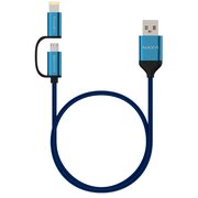  Кабель Maxvi MC-12ML blue, 2 в1, USB-A-microUSB/Lightning, 2A 