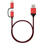  Кабель Maxvi MC-12ML red, 2 в1, USB-A-microUSB/Lightning, 2A 