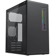  Корпус Foxline FL-728TG (FL-728TG-U3C), без БП, mATX, TG, 1xUSB3.0+1xUSB2.0+1xType-C(USB2.0)+1xARGB strip on front, Black 