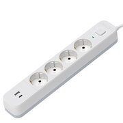  Сетевой фильтр Maxvi SP-318AC, 10A, 2300Вт, 4 гнезда, 1xUSB-A, 1xUSB-C, земля, 1.8м, белый 