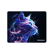  Коврик для мыши SONNEN 513956 Neon cat резина + ткань, 250х200х2мм 