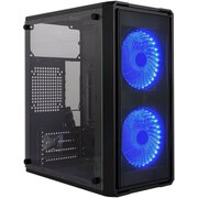  Корпус Ginzzu B172 2*USB 2.0,AU Fan 2*12 LED (12LB33) боковая панель стекло передняя сетка 