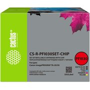  Картридж струйный Cactus CS-R-PFI030SET-CHIP черный/черный матовый/голубой/пурпурный/желтый набор для Canon imagePrograf TA-20/30 