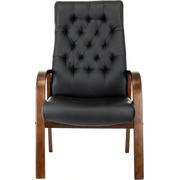  Кресло Бюрократ T-9928Walnut-CF черный кожа на ножках дерево 