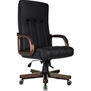  Кресло Бюрократ T-9932Walnut черный кожа крестов. металл/дерево 
