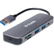  Концентратор D-Link DUB-1325/A1A с 2 портами USB 3.0, 1 портом USB Type-C, слотами для карт SD и microSD и разъемом USB 
