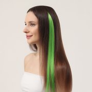  Локон накладной, прямой волос, на заколке, 50 см, 5 гр, цвет зелёный (7436004) 