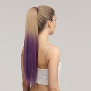  Хвост накладной, прямой волос, на резинке, 60 см, 100 гр, цвет русый/фиолетовый(#SHT24/SHT834) (7385431) 