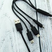  Дата-кабель Hoco X74 3-in-1 charging cable (iP+Micro+Type-C) чёрный 