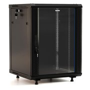  Шкаф коммутационный Hyperline TWB-FC-2245-GP-RAL9004 настенный 22U 600x450мм пер.дв.стекл 60кг черный 