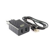  СЗУ 2 USB, 2,4A + Дата-кабель micro USB, 1м, черное, VSP (BoraSCO) 