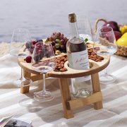  Столик-поднос для вина с менажницей и складными ножками Adelica, на 4 персоны, d=35×2,8 см, берёза (7314697) 