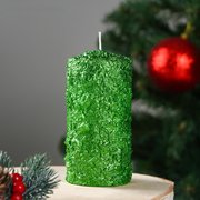  Свеча-цилиндр "Снежная", 13,5х7 см, 20 ч, зеленая (1612232) 