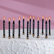  Свечи в торт "Золотая звезда", 12 шт, чёрные (5453941) 