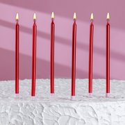  Свечи в торт "Металлик", 6 шт, высокие, 13 см, рубиновые (7597556) 