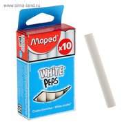  Мелки белые Maped White'Peps, в наборе 10 штук, круглые, специальная формула «без грязи» (1320309) 