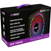  Блок питания HIPER HPB-700RGB (ATX 2.31, 700W, ActivePFC, RGB 140mm fan, Black) BOX 