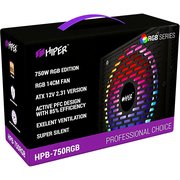  Блок питания HIPER HPB-750RGB (ATX 2.31, 750W, ActivePFC, RGB 140mm fan, Black) BOX 