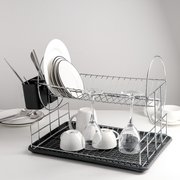  Сушилка для посуды 2-х ярусная, 39×30×32,5, цвет чёрный (3956497) 
