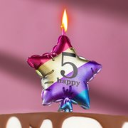  Свеча в торт "Воздушный шарик. Звезда", цифра "5", 11.5 см,  разноцветная (6990845) 