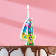  Свеча для торта цифра "День рождения", 12 см, цифра 4" (4237783) 