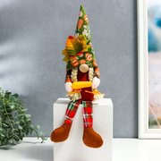  Кукла интерьерная "Бабуля в колпаке с листьями, с кукурузой" длинные ножки 35х6х7 см (7510618) 