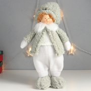  Кукла интерьерная "Мальчишка-пухляш в шапке с бомбошкой, зимний наряд" 40х22х13 см (7575298) 