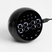  Часы-будильник электронные, bluetooth 5.0, FM, TF карта, 2000 мАч, 9 x 7.5 x 8 см, черные (7635998) 