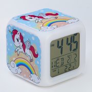  Часы-будильник настольные электронные "Единорог" с подсветкой,термометр,календарь, 8х8 см (7533412) 